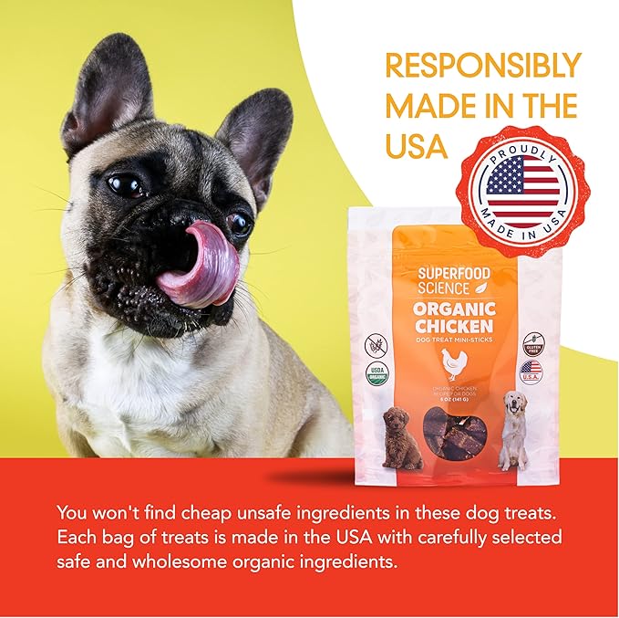 Organic Dog Treats with Chicken, Sweet Potato, Turmeric, and Flaxseed, Low-Calorie Semi-Soft Healthy Training Treats for Puppy, Small, Medium, and Large Dogs, Gluten-Free, 5 oz