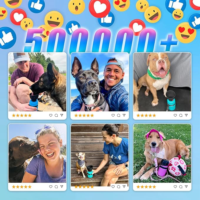 lesotc Upgraded Dog Water Bottle Foldable,Portable Dog Water Dispenser,Leak Proof Pet Water Bottle for Dogs,Dog Travel Water Bottle for Outdoor Walking,Hiking,Travel,BPA Free,Lightweight