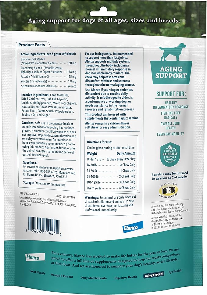 Elanco Alenza Soft Chews Aging Support for Dogs, 90 count, (86601710)