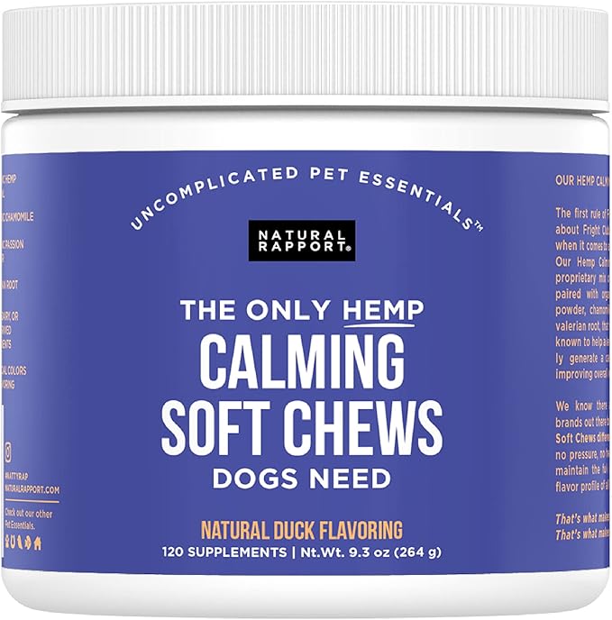 Natural Rapport Dog Calming Treats - The Only Calming Soft Chews That Dogs Need - 120ct Chews That Contain Chamomile to Alleviate Stress