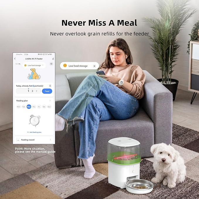 Automatic Cat Feeder WiFi - Easy to Clean 2L/4L WiFi Automatic Cat Feeder for Remote Feeding, Cat Food Dispenser with Lock Feature and Suitable Portion Size, Only 2.4GHz