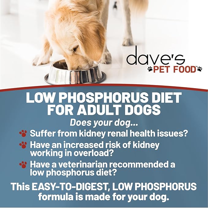 Dave's Pet Food Kidney Support for Dogs with Renal Support (Chicken Formula Crumble) Non-Prescription Low Phosphorus Restricted Diet Dog Food, Added Vitamins Minerals Taurine, Vet Formulated, 10 lb