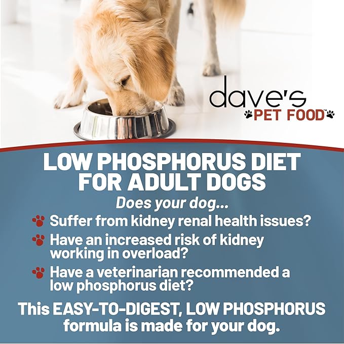 Dave's Pet Food Kidney Support for Dogs with Renal Support (Chicken Formula Crumble) Non-Prescription Low Phosphorus Restricted Diet Dog Food, Added Vitamins Minerals Taurine, Vet Formulated, 10 lb