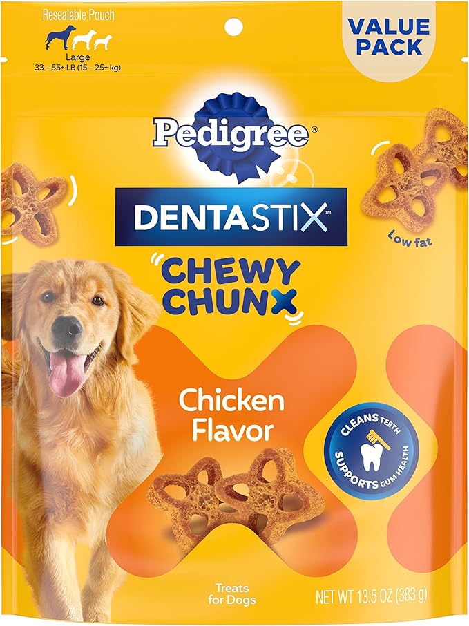 PEDIGREE DentaStix Chewy Chunx Dental Treats, Large Dog – 13.5 oz