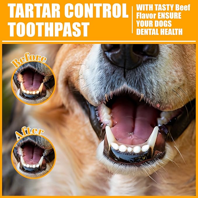 Pets Fresh Breath Kit for Dogs and Cats | Toothpaste, Toothbrush & Fingerbrush Set | Reduce Plaque & Tartar | Safe for Puppies, 4-Piece Kit | Effortlessly Enhances Oral Health
