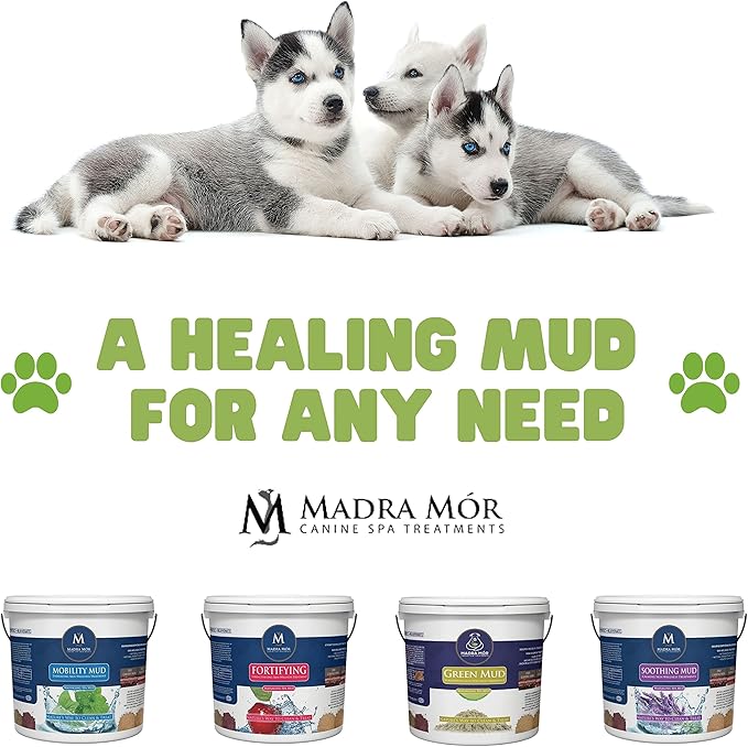 Madra Mor Green Mud Dog Wash Spa Mud Dog Essentials | Dog Bath for Dog Grooming | Dry Skin for Dogs Treatment | Dog Coat Skin Care Products | 7.5lb Pail w Worldwide Nutrition Multi Purpose Key Chain