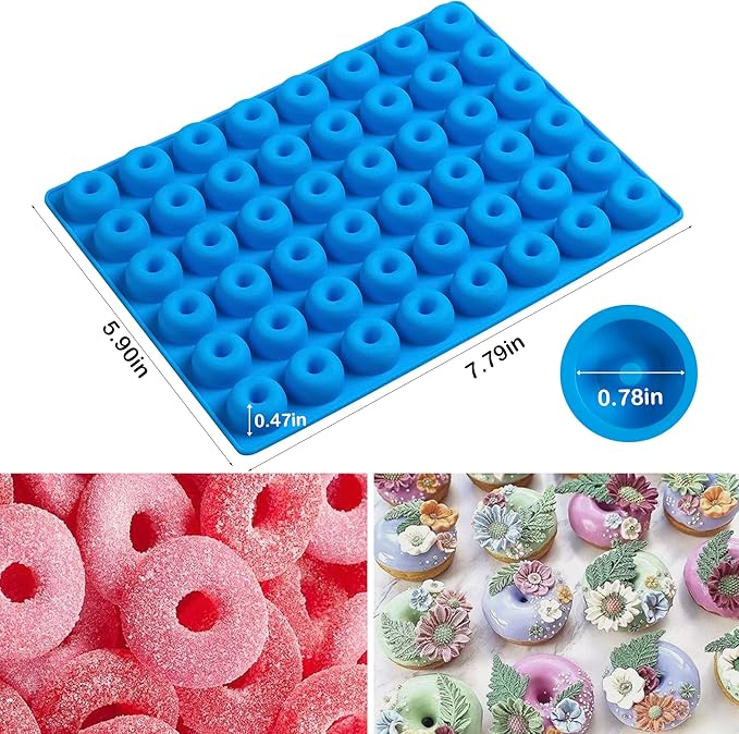 4Pcs Gummy Candy Molds, Gummy Bear Molds, Gummy Dinosaur Molds, Gummy Donut Molds and Gummy Hearts Molds, Non-stick Silicone Candy Molds with 2 Droppers (4Shapes)