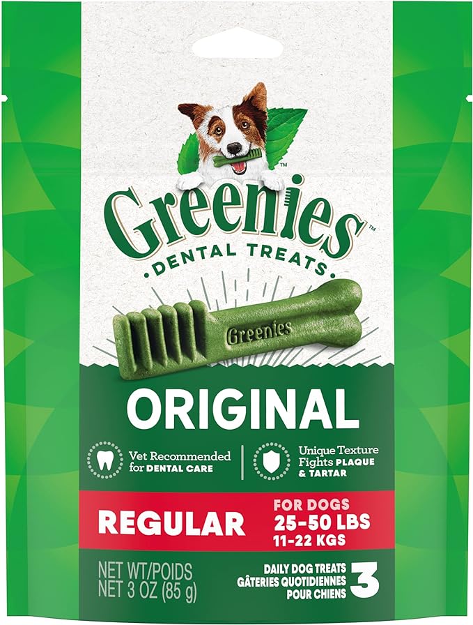 GREENIES Original Regular Natural Dog Dental Treats, 3 oz. Pack (3 Treats)