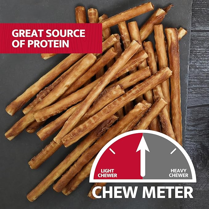 Beef Collagen Sticks for Dogs, Dog Chews Long Lasting, Rawhide Free - 15 Pack High Protein Chew Dog Treats for Small, Medium, and Large Dogs