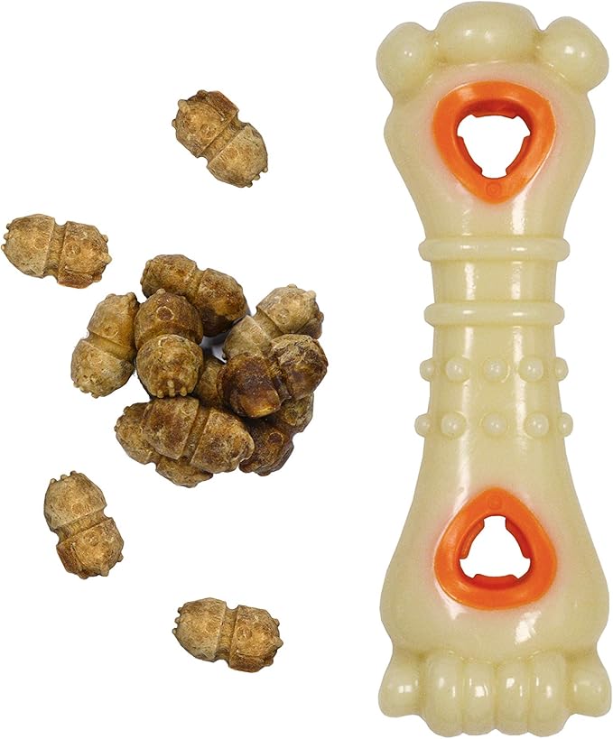 Nylabone Power Chew Knuckle Bone & Pop-In Dog Treat Toy Combo with Chicken Flavor Treat Refills, Chew Toy for Aggressive Chewers, Durable Treat Pouch, Large/Giant - Up to 50 lbs. (1 Count)