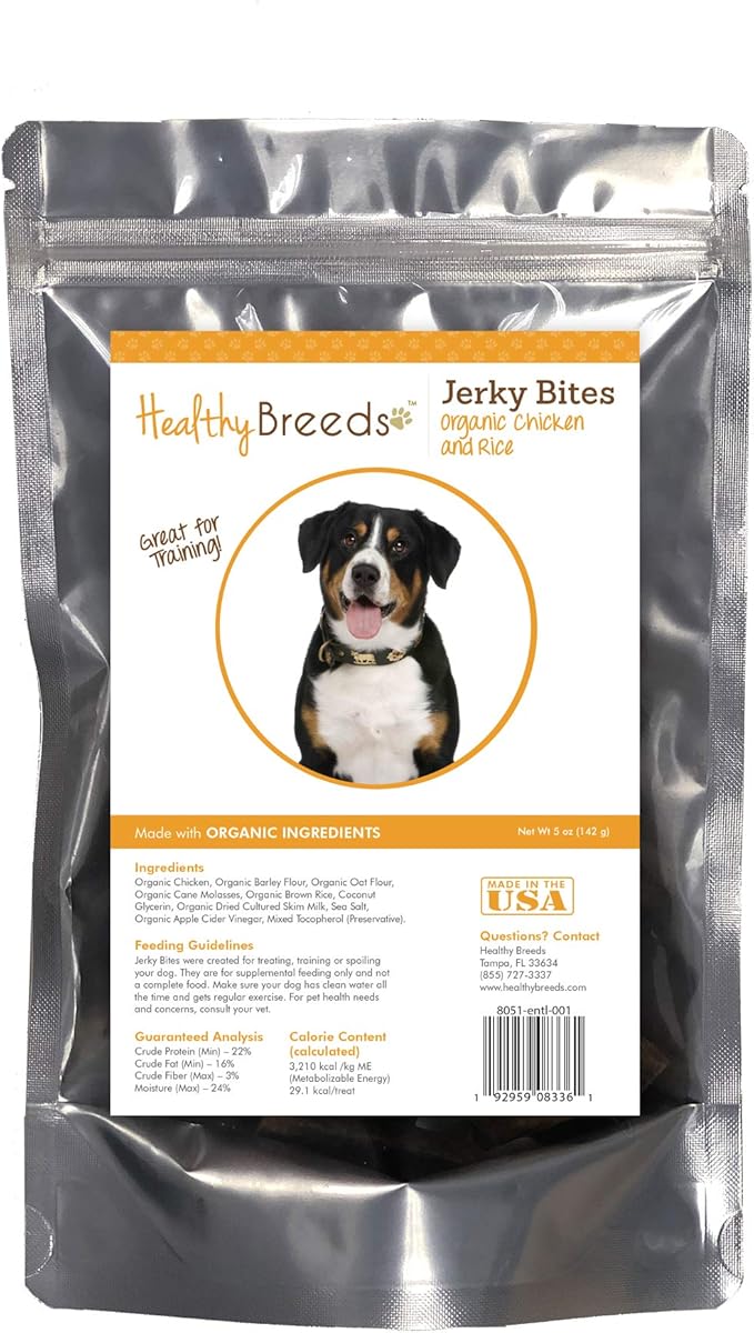 Healthy Breeds Entlebucher Mountain Dog Jerky Bites Chicken & Rice Recipe Dog Treats 5 oz