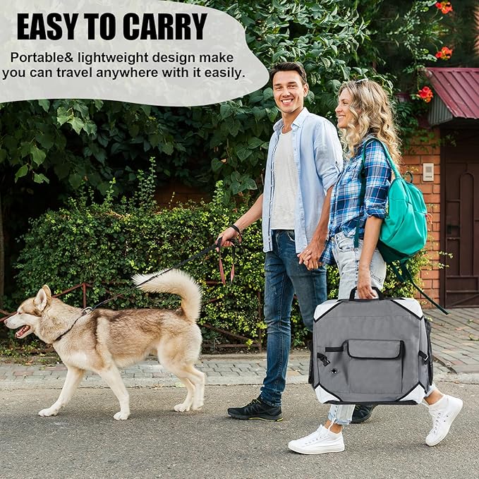 Collapsible Extra Large Dog Crate, Portable Dog Crates for Extra Large Dogs, Foldable Xlarge Dog Travel Crate Soft Sided, 42 x 31 Inch Soft Large Dog Cage Kennel Indoor Outdoor, Ventilated