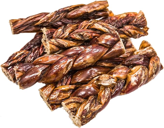 Beef Jerky Dog Treats -Gullet Esophagus Braided Sticks Dog Chews - All Natural Beef Chews for Dogs from Grass Fed Cattle - Rich in Glucosamine & Chondroitin - Great Rawhide Alternative (12 Pack)