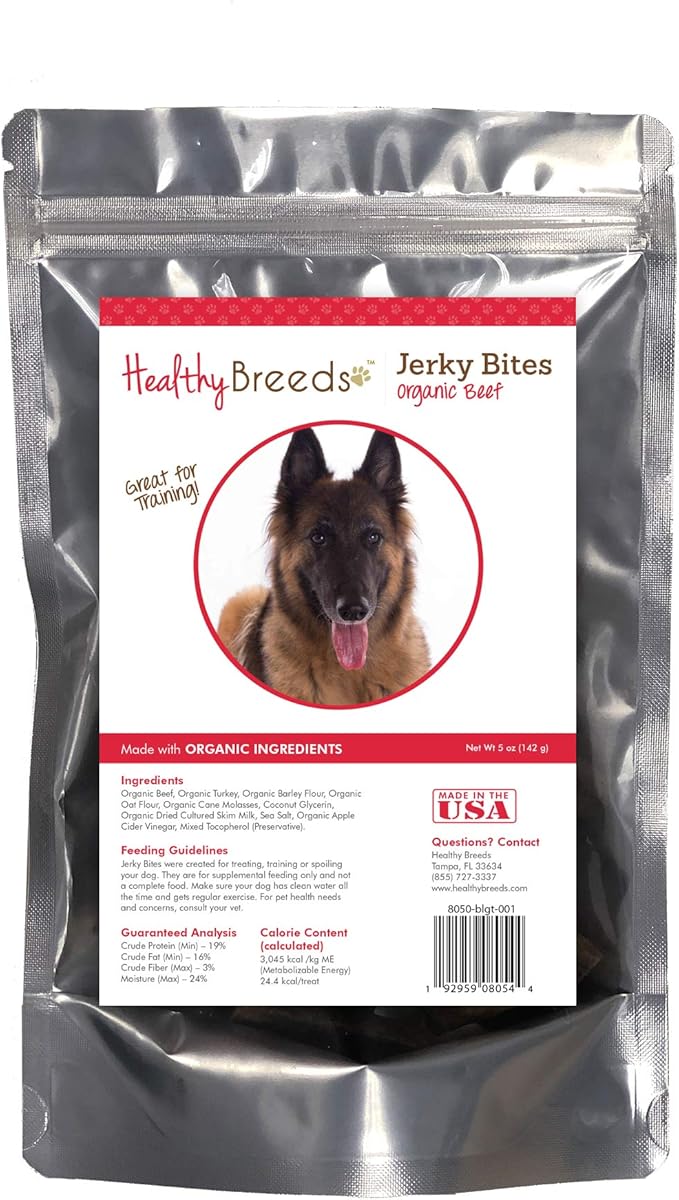 Healthy Breeds Belgian Tervuren Jerky Bites Beef Recipe Dog Treats 5 oz