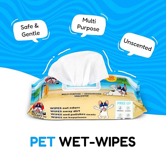 Pacific Pups Dog Wrinkle Wipes French Bulldog and Cats, French Bulldog Wrinkle Wipes for Dogs, Dog Face Wipes French Bulldog Face Wipes, Frenchie Wrinkle Wipes, Dog Body Wipes, Dog Wipes