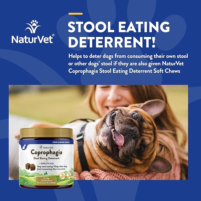 NaturVet – Coprophagia Stool Eating Deterrent – Deters Dogs from Consuming Stool – No Poop Eating for Dogs - Enhanced with Breath Aid Freshener, Enzymes & Probiotics – 130 Soft Chews