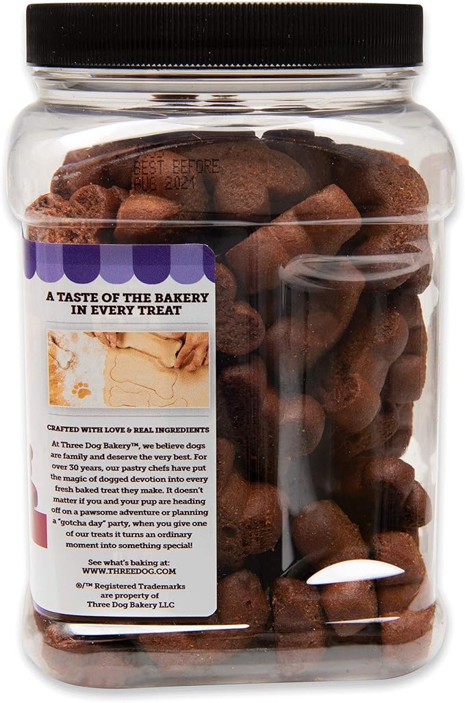 Three Dog Bakery Soft Baked Grain Free Meaty Woofers, Chicken and Apple Flavor, Premium Treats for Dogs, Brown, 1.62 Pound (Pack of 1)