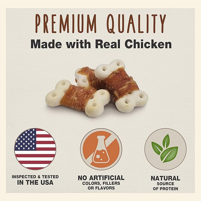 Cadet Gourmet Chicken Wrapped Biscuit Dog Treats Wraps - Healthy Chicken & Biscuit Dog Training Treats for Small & Large Dogs - Inspected & Tested in USA (14 oz.)