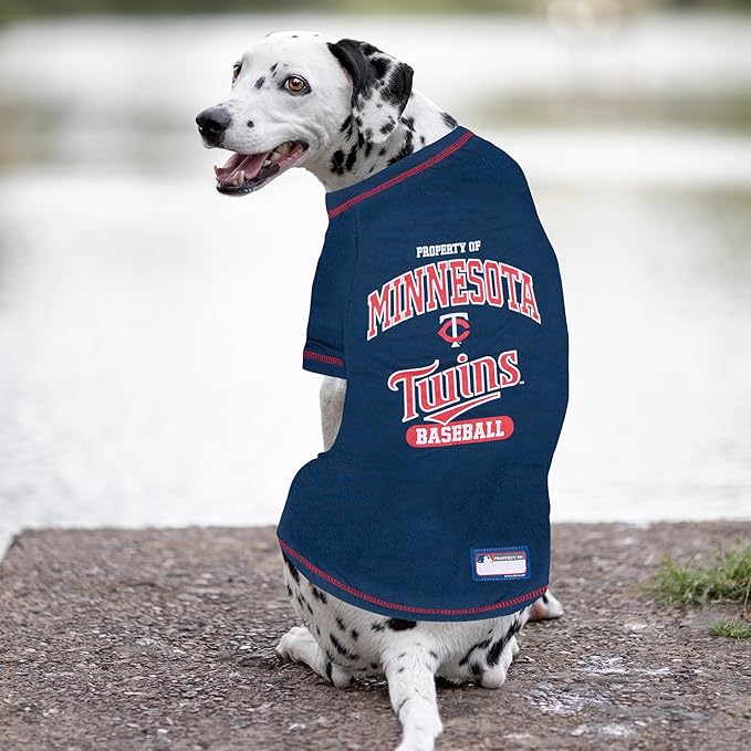 MLB Minnesota Twins Dog T-Shirt, Large. - Licensed Shirt for Pets Team Colored with Team Logos. - Premium Stretchable Materials for The Comfort of Your Dog & cat.