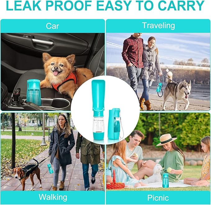 Dog Water Bottle with Food Container - Portable and Multifunctional Dog Water Dispenser for Cats Puppy Drinking and Eating, Detachable Design Combo Cup for Pet Outdoor Walking Travel Hiking