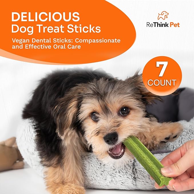 Vegan Dental Sticks for Pets - All Natural Dental Chews for Dogs - 7pc Dog Breath Treats