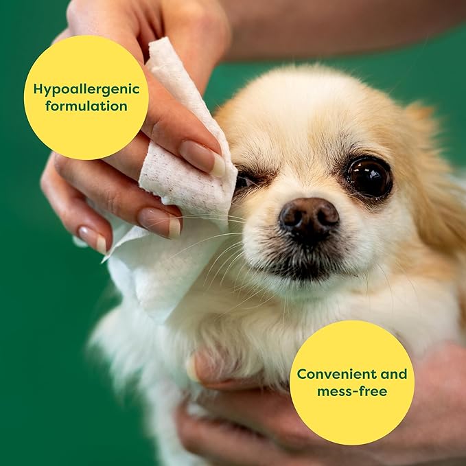 Earth Rated Pet Eye Wipes, Hypoallergenic Eye Wipes for Dogs & Cats to Remove and Reduce Tear Stains & Eye Discharge, Fragrance Free, 70 Count