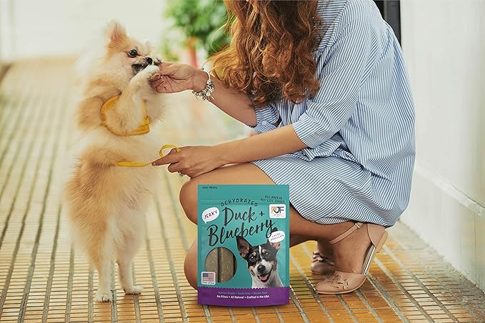 Premium Duck & Blueberry 5 oz. Dog Jerky Treats | 100% Human Grade | USA Made | High Protein | Grain Free | Limited Ingredients | No Filler | BHA-BHT Free | Soft-Tender