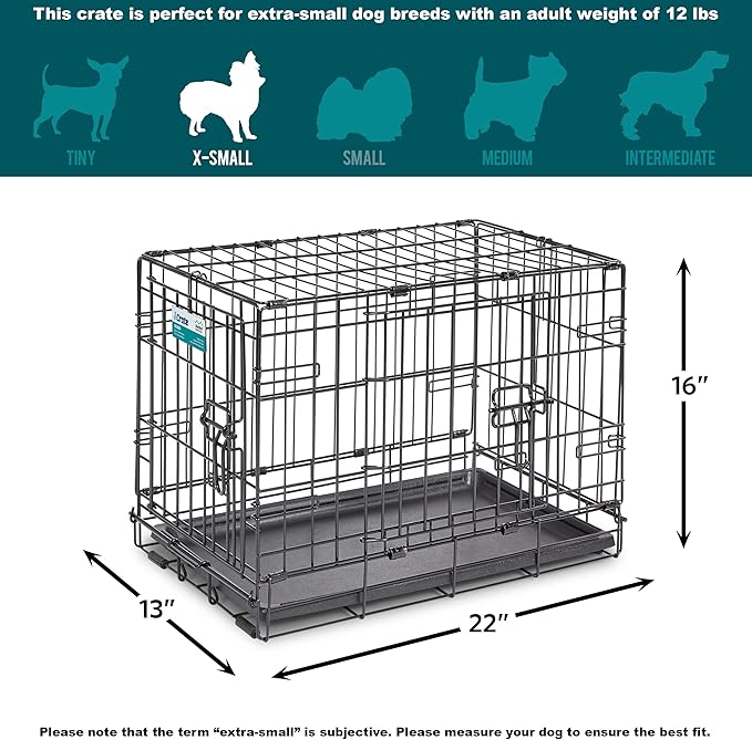 MidWest Homes for Pets Newly Enhanced Double Door iCrate Dog Crate, Includes Leak-Proof Pan, Floor Protecting Feet, Divider Panel & New Patented Features, Black