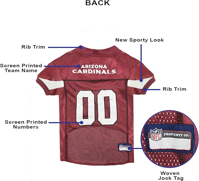NFL Arizona Cardinals Dog Jersey, Size: Medium. Best Football Jersey Costume for Dogs & Cats. Licensed Jersey Shirt
