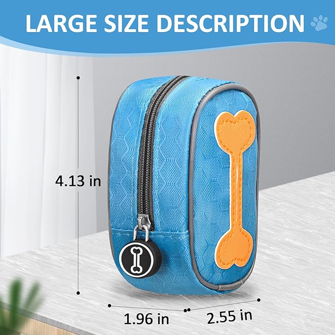 Hands Free Dog Poop Bag Holder for Leash with Big Opening, Dog Poop Bag Holder, Zippered Pouch with Carabiner Hook Waterproof Dog Poop Bag Holder(1 Doggy Bag) (Black)
