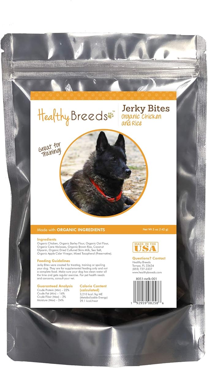 Healthy Breeds Norwegian Elkhound Jerky Bites Chicken & Rice Recipe Dog Treats 5 oz