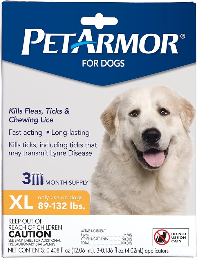 PetArmor for Dogs, Flea and Tick Treatment for Extra Large Dogs (89-132 Pounds), Includes 3 Month Supply of Topical Flea Treatments