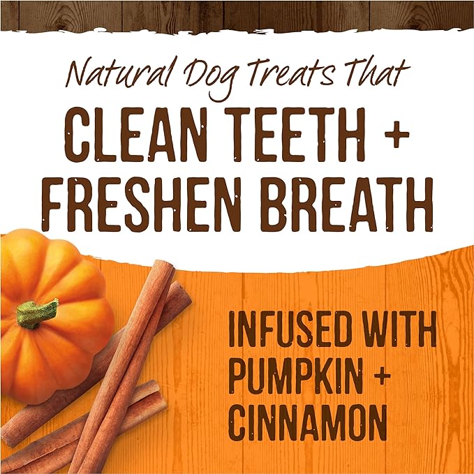 Merrick Fresh Kisses Natural Dental Chews, Treats Infused with Pumpkin and Cinnamon for Medium Dogs 25-50 Lbs - 5 oz. Pouch