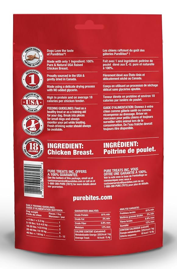 PureBites Chicken Jerky for Dogs, 11.3oz / 321g - Value Size