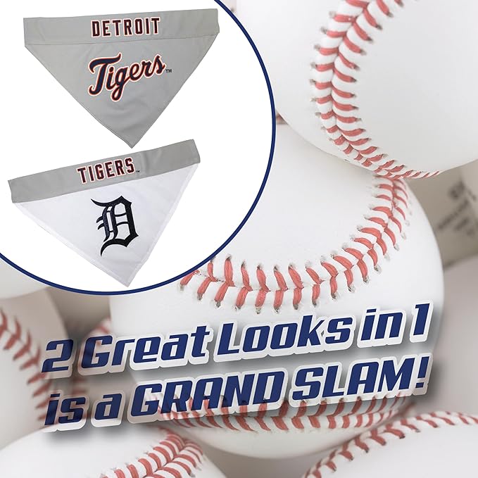 Pets First TIG-3217-S-M MLB Dog Bandana - Detroit Tigers Reversible Pet Bandana, Small/Medium, MLB Team Color