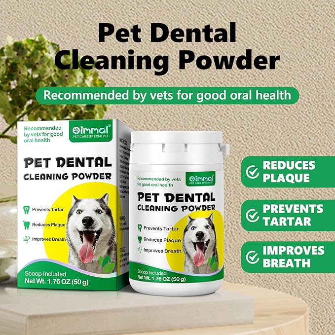 2 Pack Dog Teeth Cleaning Powder, Dog Breath Freshener, Dental Powder for Dogs Teeth with Probiotics Help Reduce Bad Breath, Plaque Tartar Remover, Dog Dental Powder for Small, Medium, Large Dogs 50g