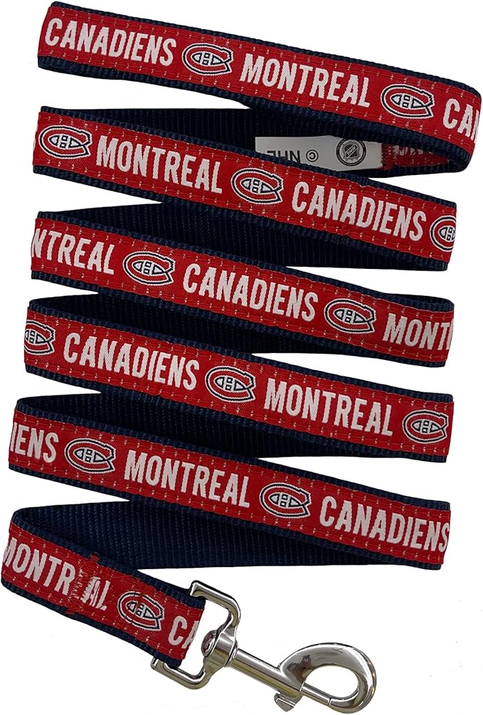 Pets First NHL Montreal Canadiens Leash for Dogs & Cats, Large. - Walk Cute & Stylish! The Ultimate Hockey Fan Leash!, 6 ft Long x 1 in Width, CAN-3031-LG