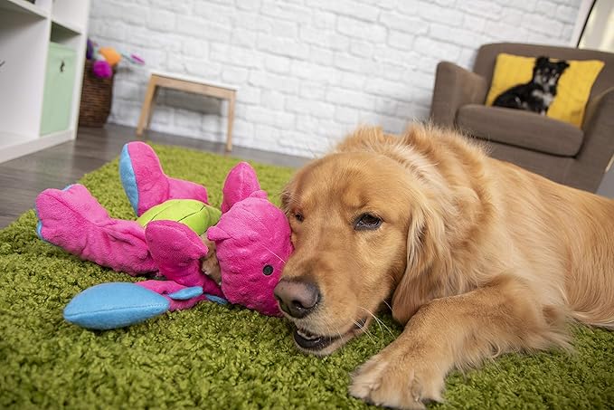 goDog Bubble Plush Dragons Squeaky Dog Toy, Chew Guard Technology - Pink, Extra Large