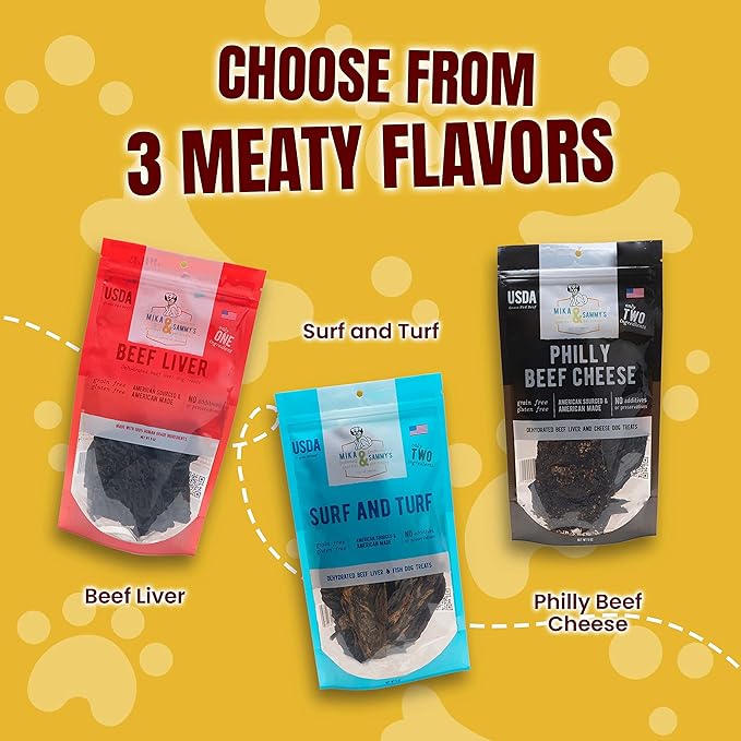 Mika & Sammy's Gourmet Beef Liver Jerky Dog Treats Made in The USA. (Beef Cheese 5 oz)