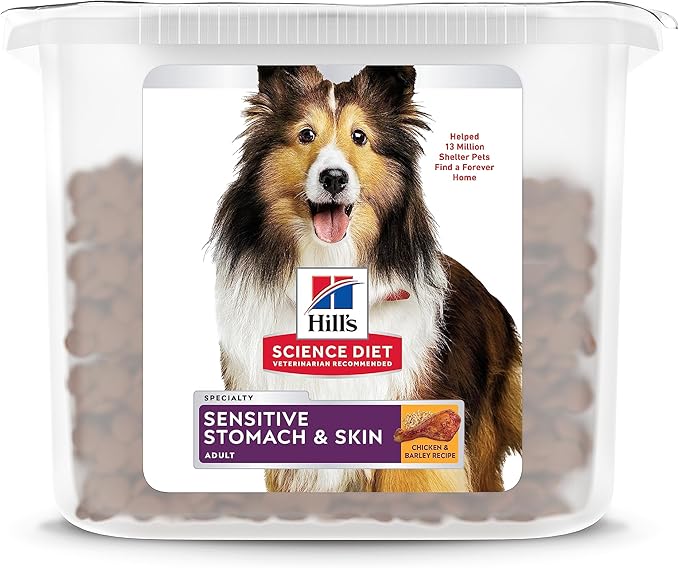 Hill's Science Diet Sensitive Stomach & Skin, Adult 1-6, Stomach & Skin Sensitivity Support, Dry Dog Food, Chicken & Barley, 17 lb Tub