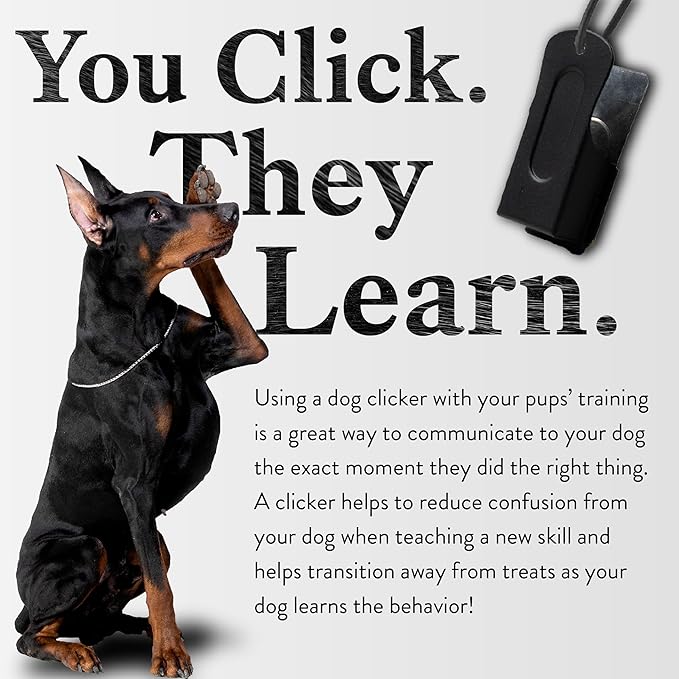 Black Dog Clicker with Necklace - Clickers for Pet Training - Dog Training & Behavior Aids Easy to Carry with You Anywhere - Teach Your Dog Tricks or Reward His Behavior
