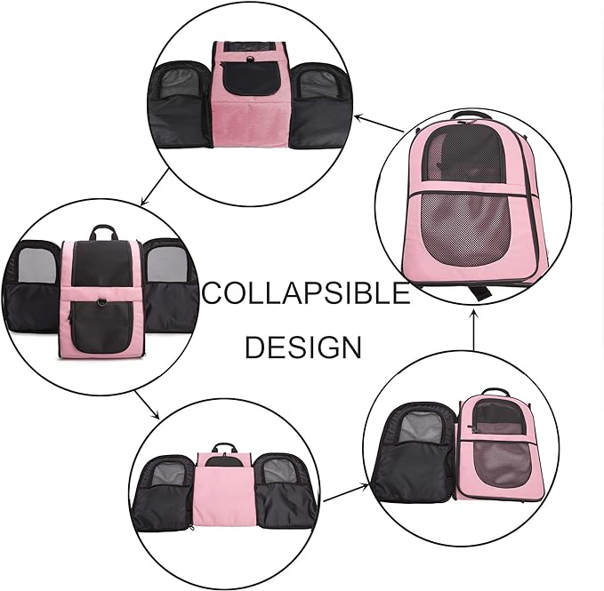 apollo walker Pet Carrier Backpack for Large/Small Cats and Dogs, Puppies, Safety Features and Cushion Back Support for Travel, Hiking, Outdoor Use (Pink)