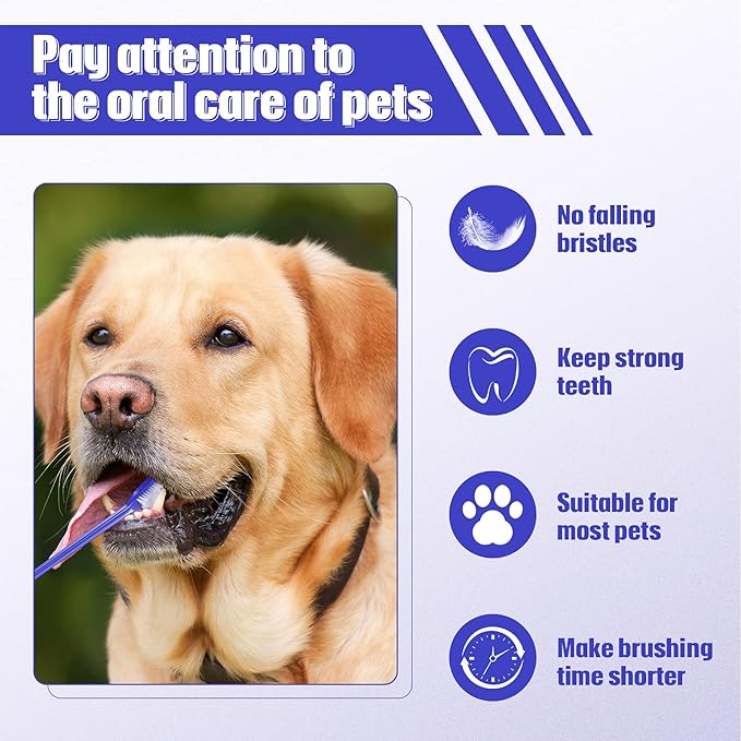 100 Pieces Dog Toothbrush Kit Set Double-Headed Toothbrush Long Handle Tooth Brush Soft Bristle Pet Tooth Brush for Small Medium Large Pet Cat Teeth Cleaning Set