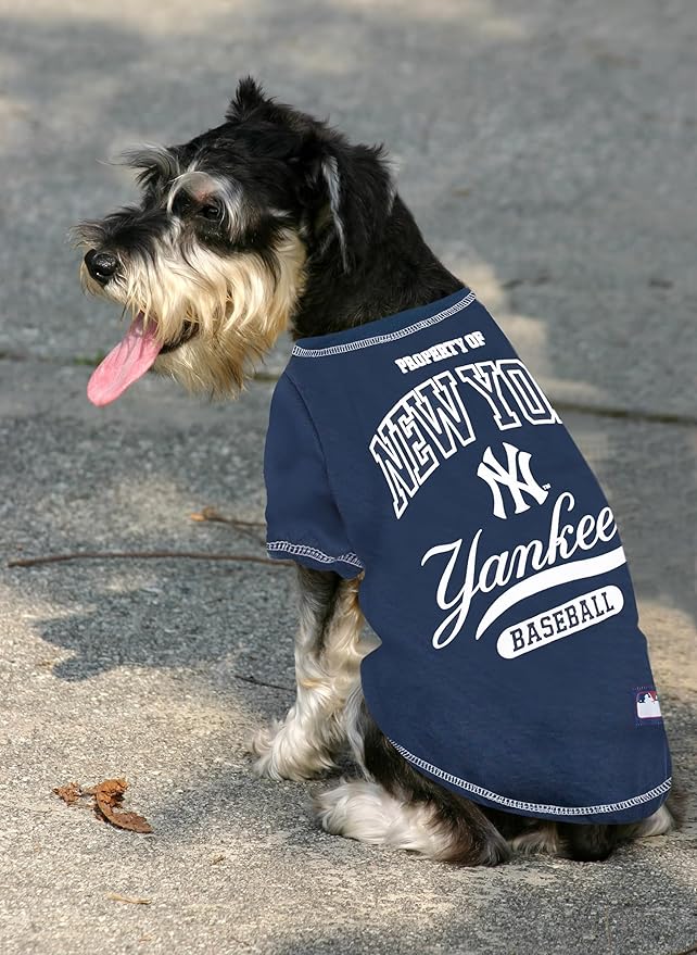 MLB New York Yankees Dog T-Shirt, X-Large. - Licensed Shirt for Pets Team Colored with Team Logos. - Premium Stretchable Materials for The Comfort of Your Dog & cat.