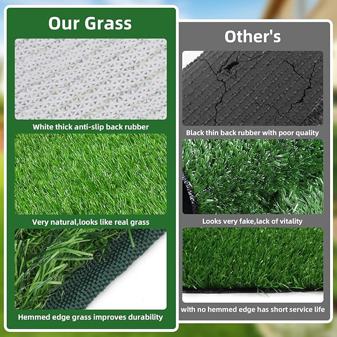 Dog Grass Pee Pad,Artificial Grass for Dogs Potty Training,Reusable Turf Grass Pads for Dogs with Hemmed Edge,Fake Grass Replacement Pads for dog Indoor and Outdoor (18" x 23")