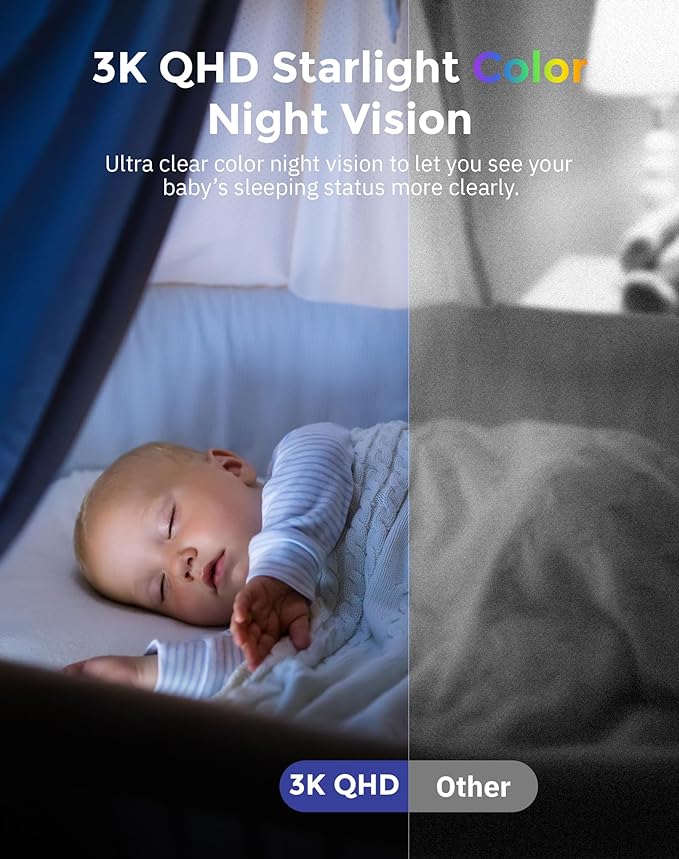 Hugolog 3K 5MP Indoor Pan/Tilt Security Camera with Auto-Focus(2pcs),Ideal for Baby Monitor/Pet Camera/Home Security,Starlight Color Night Vision,Human/Pet AI,Noise Reduction,US Cloud,Works with Alexa