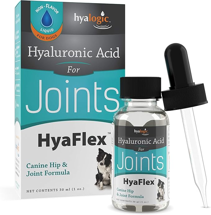 Dog Joint Supplement, Hyalogic Hyaluronic Acid Joint Supplement for Dogs, HyaFlex - 30-60 Day Supply, 1oz HA Canine Joint Support, Cartilage Supplement & Dog Coat Supplement, W/ No Fuss Liquid Dropper
