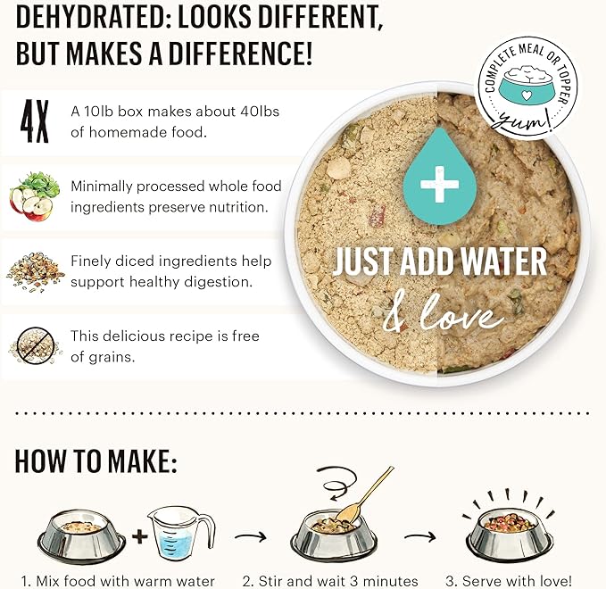 The Honest Kitchen Human Grade Dehydrated Grain Free Dog Food – Complete Meal or Dog Food Topper – Fish 10 lb (makes 40 lbs)
