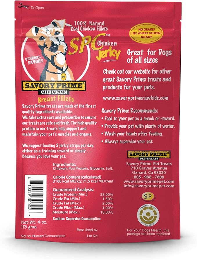 Savory Prime Chicken Jerky Treat, 4-Ounce