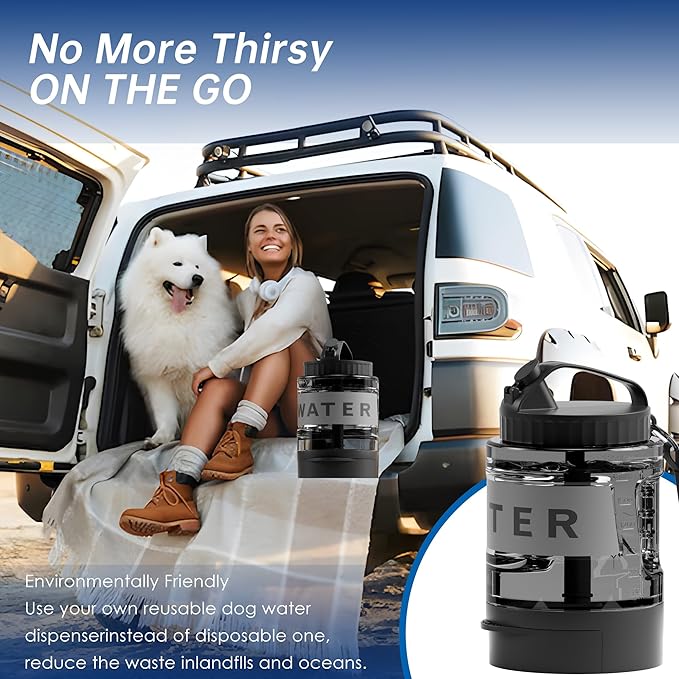 77oz Dog Water Bottle,Dog Camping Essentials Large Dog Water Bowl Dispenser with Pull-Out Drinking Bowl,Portable Travel Water for Dog, Dog Beach Accessories,Camping with Dogs Must Haves,Bpa Free